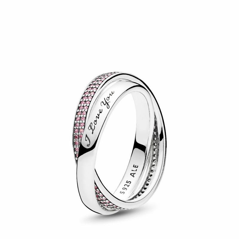 Pandora Sweet Promise Statement Ring Ireland - Sterling Silver/Pink/Cubic Zirconia - 037168LMJ